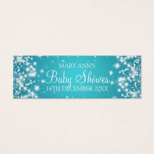 Baby Shower Favor Tag Winter Sparkle Turquoise Business Card