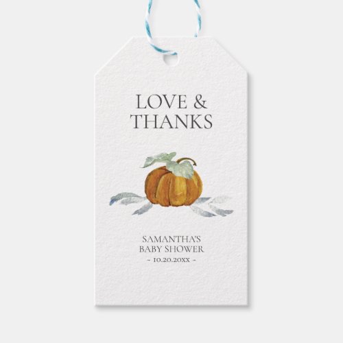 Baby Shower Favor Tags Autumn Pumpkin 