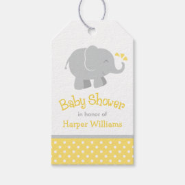 Baby Shower Favor Tags | Elephant Yellow Gray