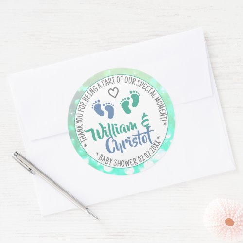 Baby Shower Favor Tags Pastel Mint Green Boy Twins