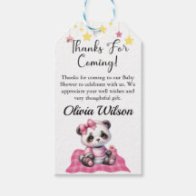 Baby Shower Favor Tags, Pink Panda Theme