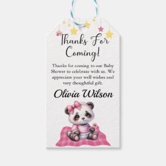 Baby Shower Favor Tags, Pink Panda Theme Gift Tags