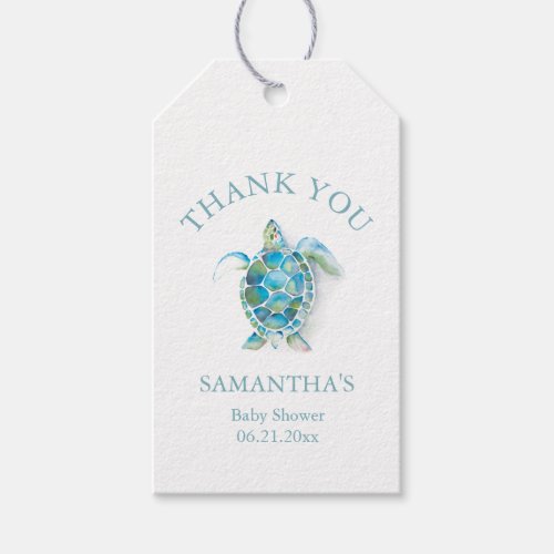 Baby Shower Favor Tags Sea Turtle