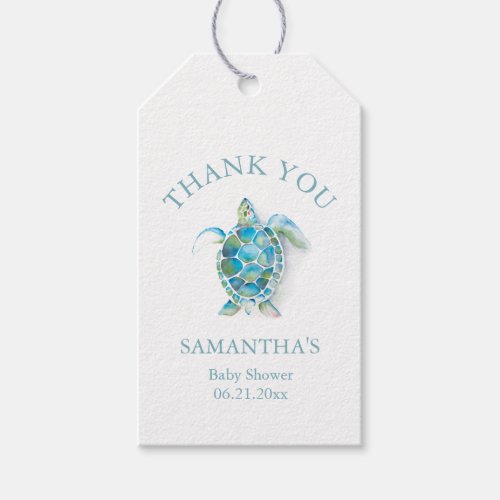 Baby Shower Favor Tags Tropical Sea Turtle