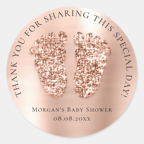 Baby Shower Favor Thank Glitter Girl Boy Skin Feet Classic Round Sticker