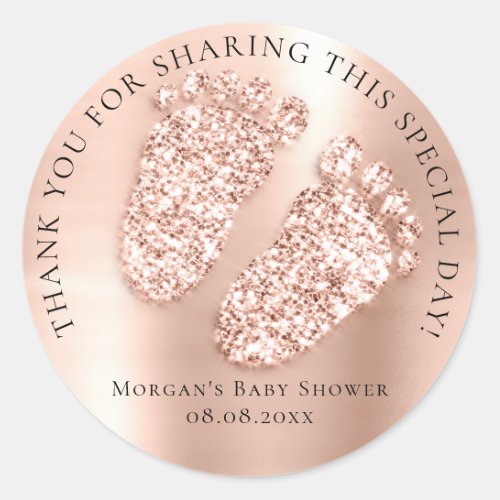 Baby Shower Favor Thank Glitter Girl Boy Skin Feet Classic Round Sticker