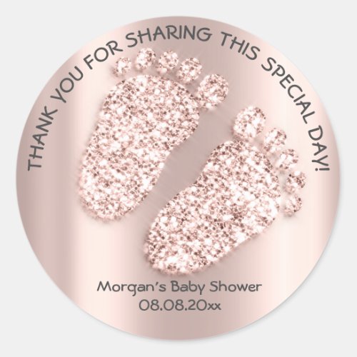 Baby Shower Favor Thank You Glitter Boy Girl Classic Round Sticker