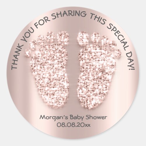 Baby Shower Favor Thank You Glitter Boy Girl VIP Classic Round Sticker