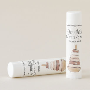 Baby Shower Favor Watercolor Boho Stack Ring Lip Balm