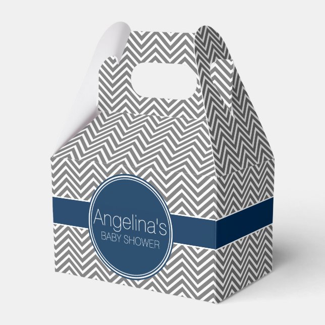 Baby Shower Favor with Chevrons Personalized Name Boxes (Front Side)