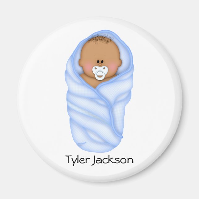 Baby Shower Favors African American Boys Magnet (Front)
