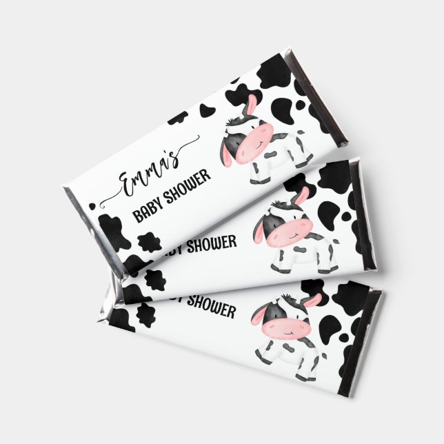 Baby shower favors cow pattern baby cow custom hershey bar favors (Front)