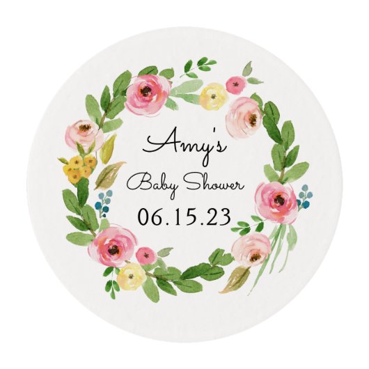 Baby Shower  Favors Edible Frosting Toppers Rounds (Front)