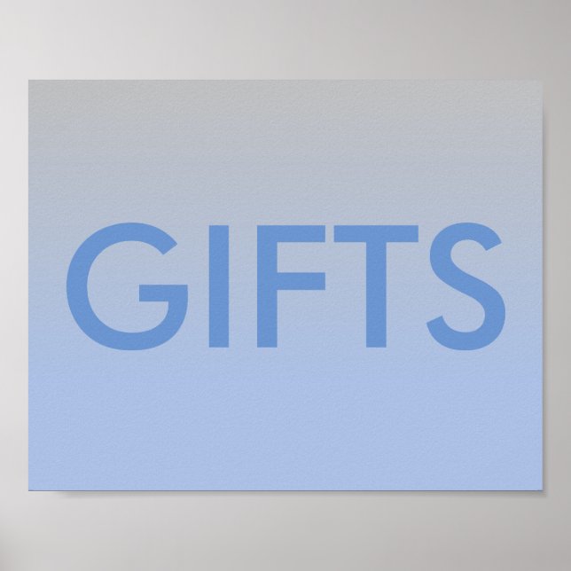 Baby Shower Favors Poster Ombre Blue Silver (Front)
