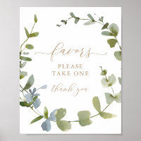 Baby Shower Favors Sign Eucalyptus Greenery