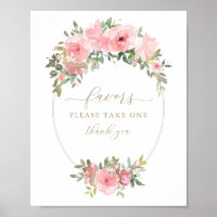 Baby Shower Favors Sign Pink Gold Floral Greenery