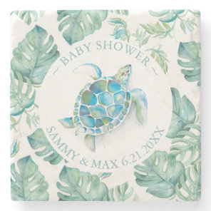 Baby Shower Favors Tropical Sea Turtle Stone Coaster