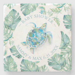 Baby Shower Favors Tropical Sea Turtle Stone Coaster