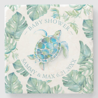 Baby Shower Favors Tropical Sea Turtle Stone Coaster