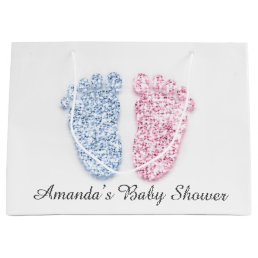 Baby Shower Feet Boy Girl Name Pink Blue Gender  Large Gift Bag