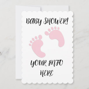 BABY SHOWER FEET FOOT PRINTS SCRIPT INVITATIONS
