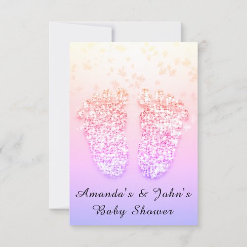 Baby Shower Feet Girl Pink Royal Girly Ombre Pink Invitation