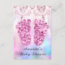 Baby Shower Feet Girl Royal Pink Glitter Floral Invitation