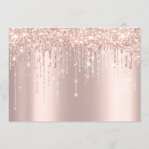 Baby Shower Feet Glitter Rose Gold Drips Boy Girl Invitation