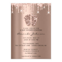Baby Shower Feet Glitter Rose Gold Drips Boy Girl Invitation Baby Shower Feet Glitter Rose Gold Drips Boy Girl Invitation