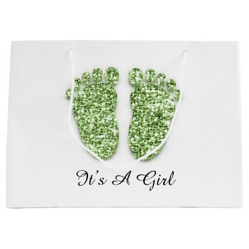 Baby Shower Feet Its A Boy Girl Green White Large Gift Bag