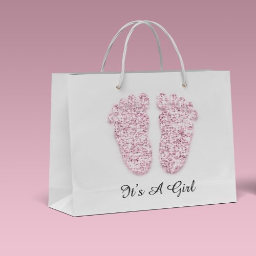 Baby Shower Feet Its A Boy Girl Pink White Large Gift Bag