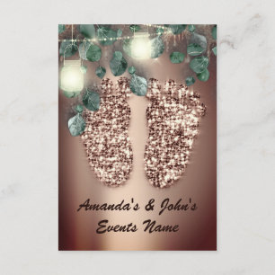 Baby SHOWER Feet Rustic Rose Glitter Girl Boy Invitation