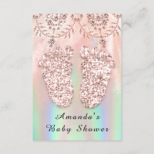 Baby Shower Feet Silver Girl Boy Royal Holographic Invitation