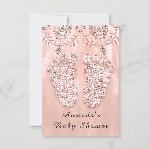 Baby Shower Feet Silver Girl Boy Royal Rose Blush Invitation