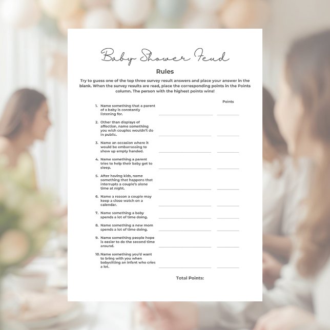 Baby Shower Feud Game with Answers Letterhead (Creator Uploaded)