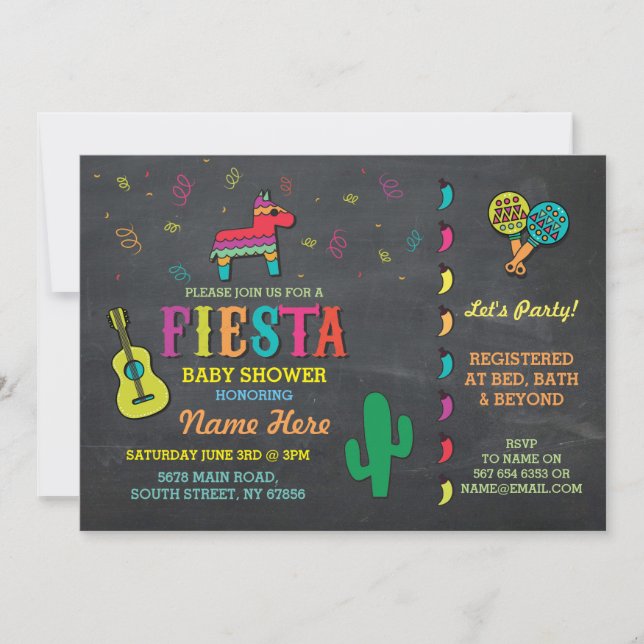 Baby Shower Fiesta Chalk Pinata Couples Parents Invitation (Front)