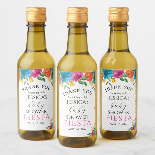Baby Shower Fiesta Floral Mini Wine Bottle Label