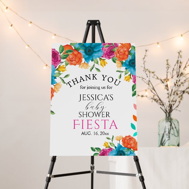 Baby Shower Fiesta Floral Party Sign Foam Board (In Situ (Stand))