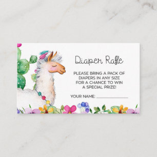Baby Shower Fiesta Llama Cactus Diaper Raffle Enclosure Card