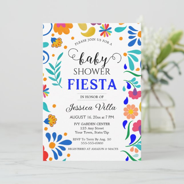 Baby Shower Fiesta Mexican Folk Party Invitation  (Standing Front)