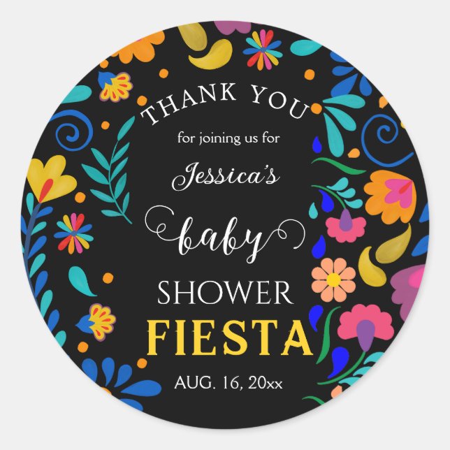 Baby Shower Fiesta Mexican Party favor sticker (Front)