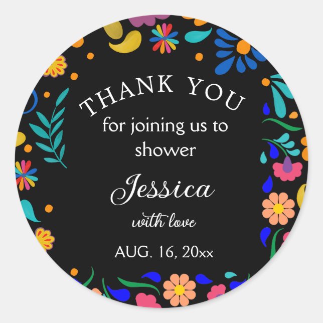 Baby Shower Fiesta Mexican Party favor sticker (Front)