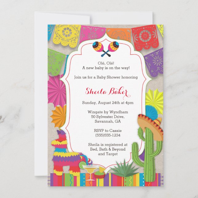Baby Shower Fiesta! Mexican Themed Shower Invite (Front)