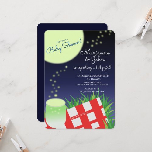 Baby Shower Fireflies Scenic View  Invitation