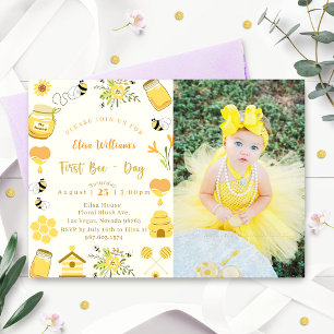 Baby Shower First Day Bee Photo Invitation
