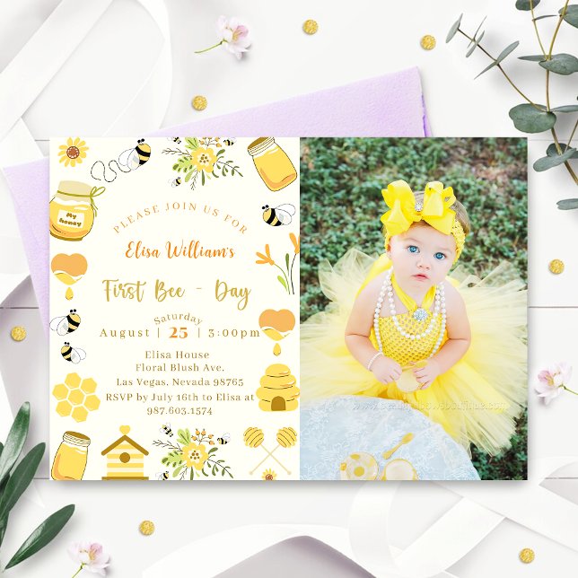 Baby Shower First Day Bee Photo Invitation (Creator Uploaded)