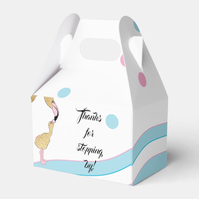Baby Shower Flamingo Mom and Baby Favor Boxes (Back Side)
