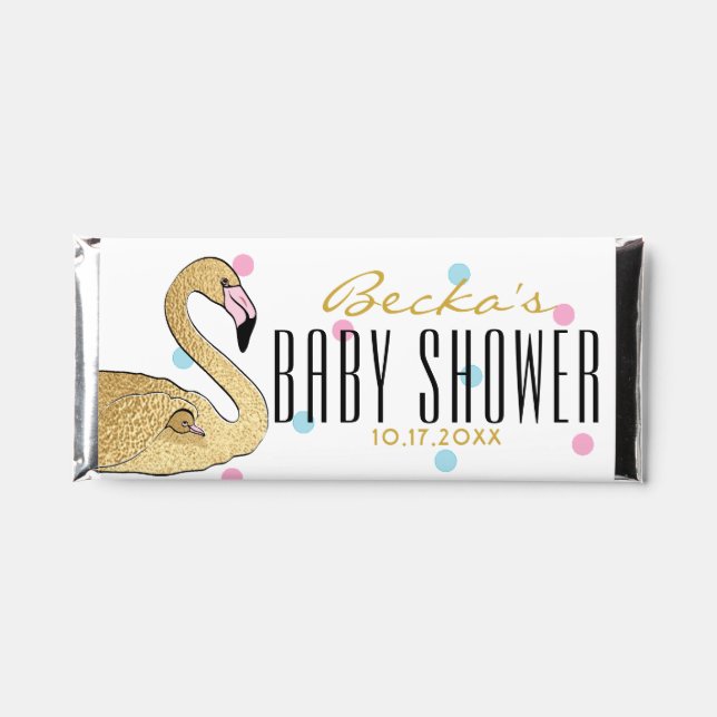 Baby Shower Flamingo Mom and Baby Hershey Bar Favors (Front)