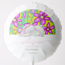 Baby Shower Flora Elephant Girl pink