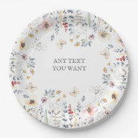 BABY SHOWER, FLORAL, BOTANICAL BABY SHOWER INVITAT PAPER PLATES